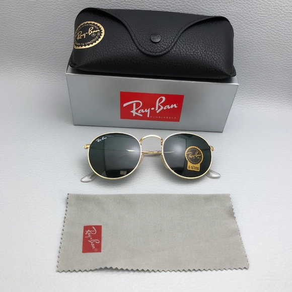 LIKE NEW RayBan Round Metal RB3447 G15 Green Lenses Ray ban Sunglasses - Picture 4 of 12